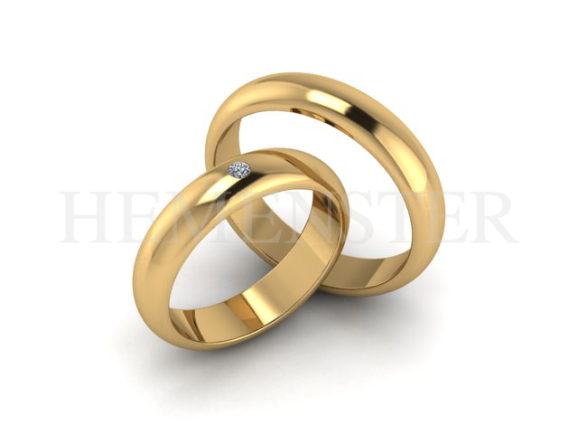 Aros de matrimonio modernos en oro amarillo
