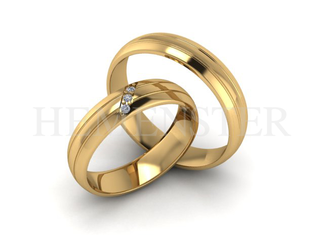 Aros de matrimonio modernos en oro amarillo
