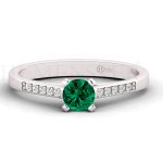 ANILLOS DE COMPROMISO MODELO ASPEN ESMERALDA ORO BLANCO