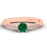 ANILLOS DE COMPROMISO MODELO ASPEN ESMERALDA ORO ROSA