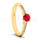 ANILLOS DE COMPROMISO MODELO ASPEN RUBÍ ORO AMARILLO