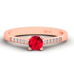 ANILLOS DE COMPROMISO MODELO ASPEN RUBÍ ORO ROSA