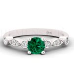 ANILLOS DE COMPROMISO MODELO TAROT ESMERALDA ORO BLANCO