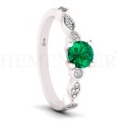 ANILLOS DE COMPROMISO MODELO TAROT ESMERALDA ORO BLANCO