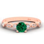 ANILLOS DE COMPROMISO MODELO TAROT ESMERALDA ORO ROSADO