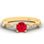 ANILLOS DE COMPROMISO MODELO TAROT RUBÍ ORO AMARILLO