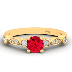 ANILLOS DE COMPROMISO MODELO TAROT RUBÍ ORO AMARILLO