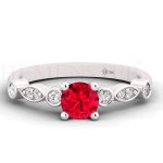 ANILLOS DE COMPROMISO MODELO TAROT RUBÍ ORO BLANCO