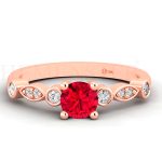 ANILLOS DE COMPROMISO MODELO TAROT RUBÍ ORO ROSA
