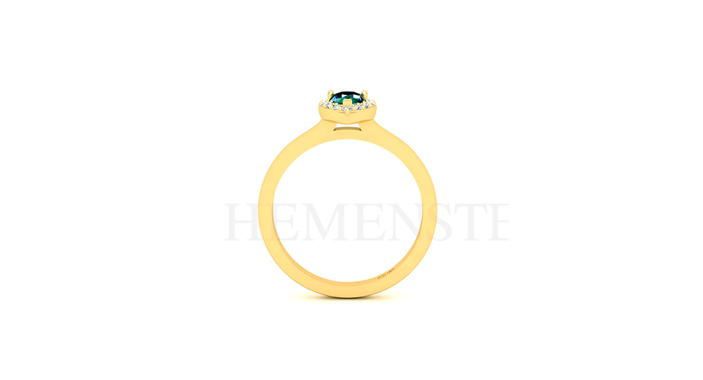anillo de oro con esmeralda y diamantes